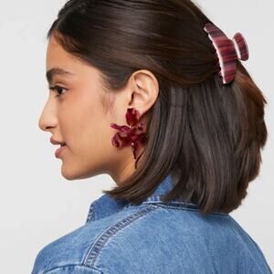 NWT Lele Sadoughi Crystal Lily Earrings Women's Eggplant 500 One Size